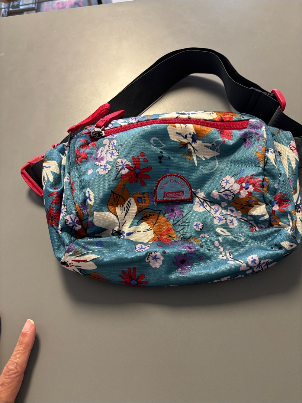ColemanTeal Floral Crossbody Waist Bag with Pink Accents